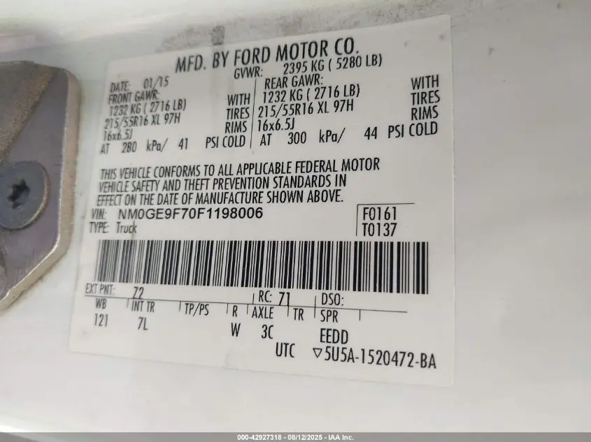 2015 FORD TRANSIT CONNECT XLT