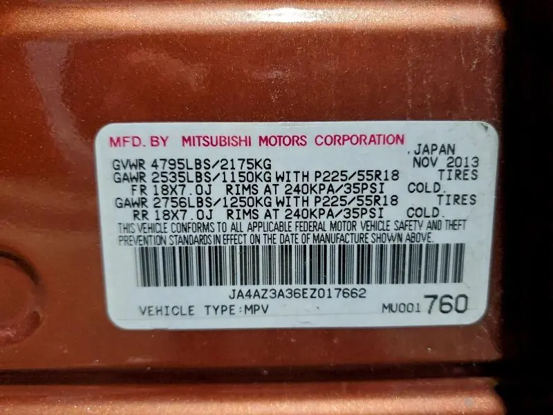 2014 MITSUBISHI OUTLANDER SE  