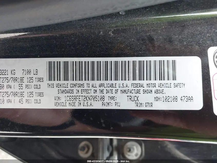 2019 RAM 1500 REBEL  4X4 6'4 BOX