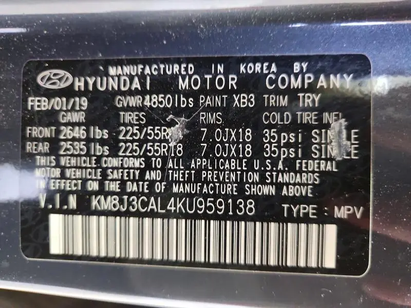 2019 HYUNDAI TUCSON SEL  