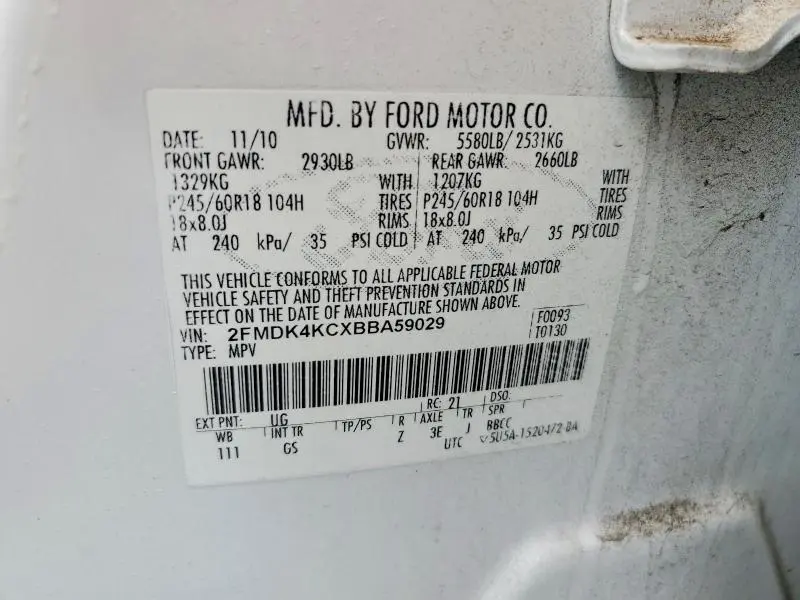 2011 FORD EDGE LIMITED  