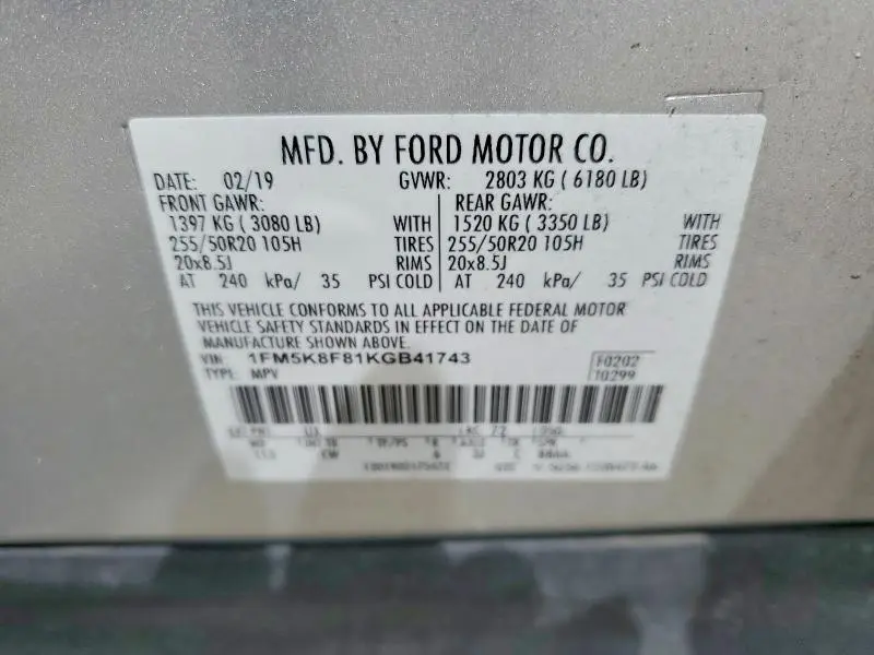 2019 FORD EXPLORER LIMITED  