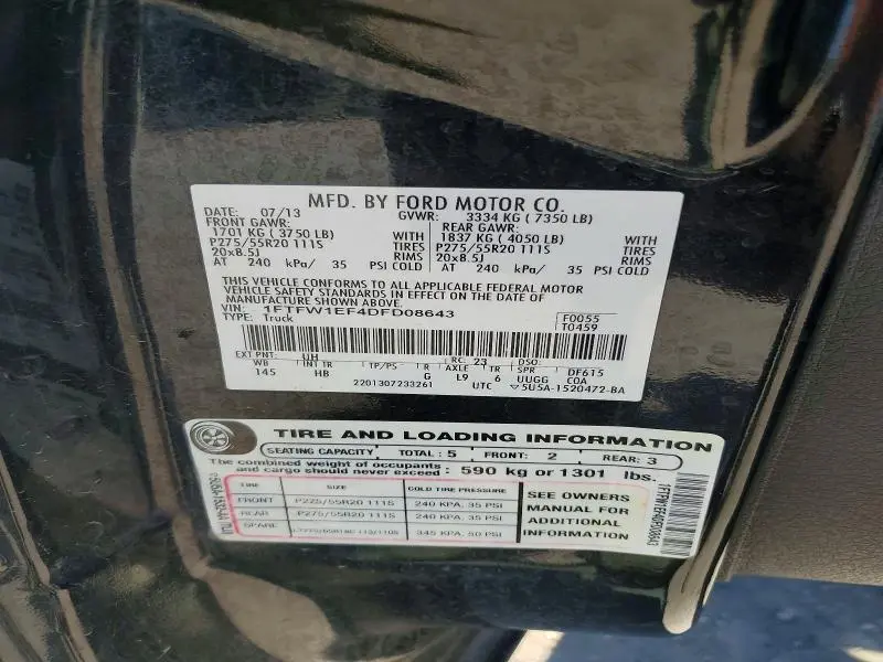 2013 FORD F150 SUPERCREW  