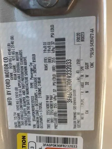 2015 FORD FUSION TITANIUM  