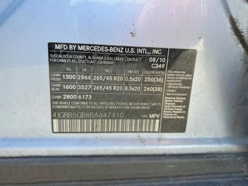 2011 MERCEDES-BENZ ML 350  