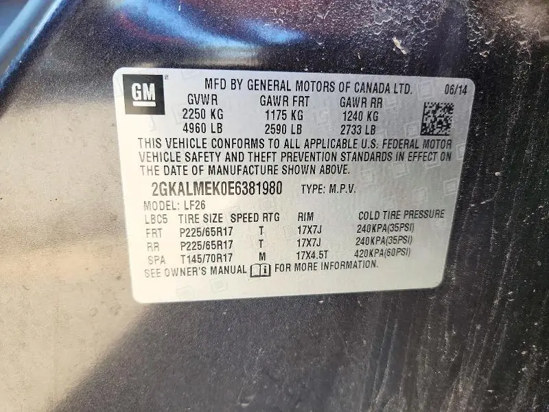 2014 GMC TERRAIN SLE  