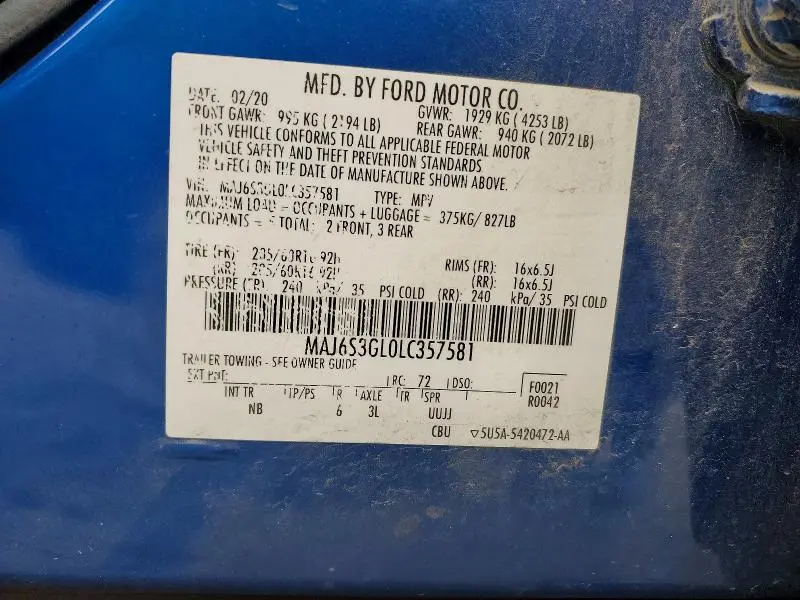 2020 FORD ECOSPORT SE  