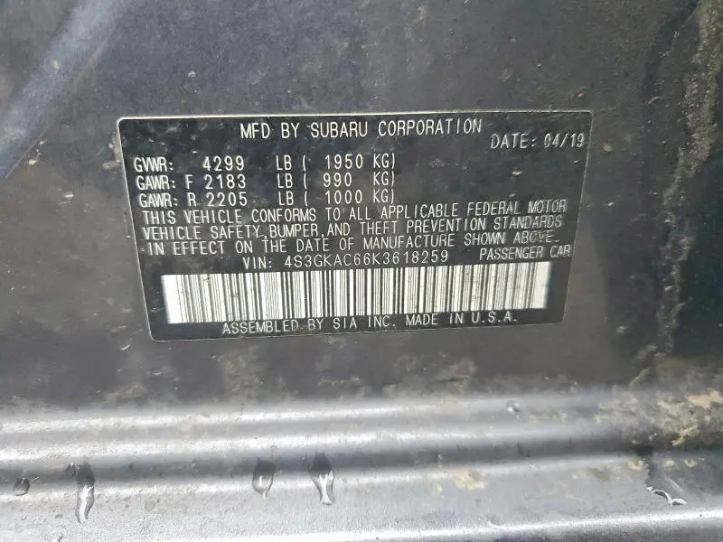 2019 SUBARU IMPREZA PREMIUM  