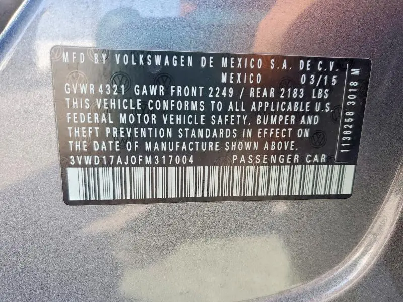 2015 VOLKSWAGEN JETTA SE  