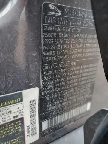 2017 JAGUAR F-PACE R - SPORT  