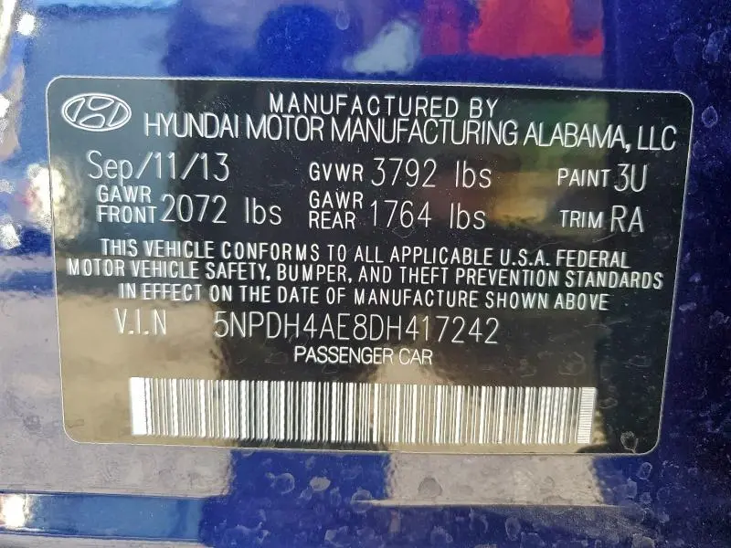 2013 HYUNDAI ELANTRA GLS  