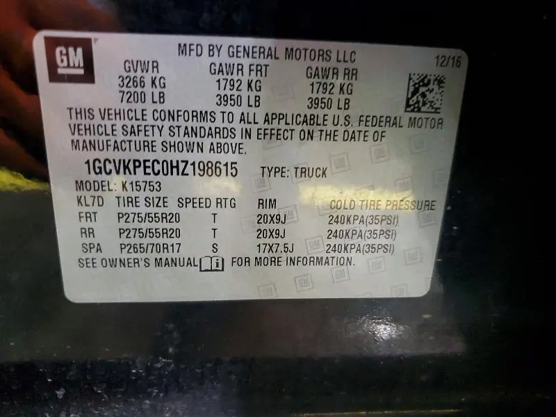 2017 CHEVROLET SILVERADO K1500 CUSTOM  