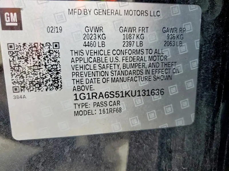 2019 CHEVROLET VOLT LT  