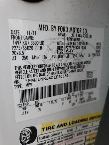 2012 FORD EXPEDITION LIMITED  