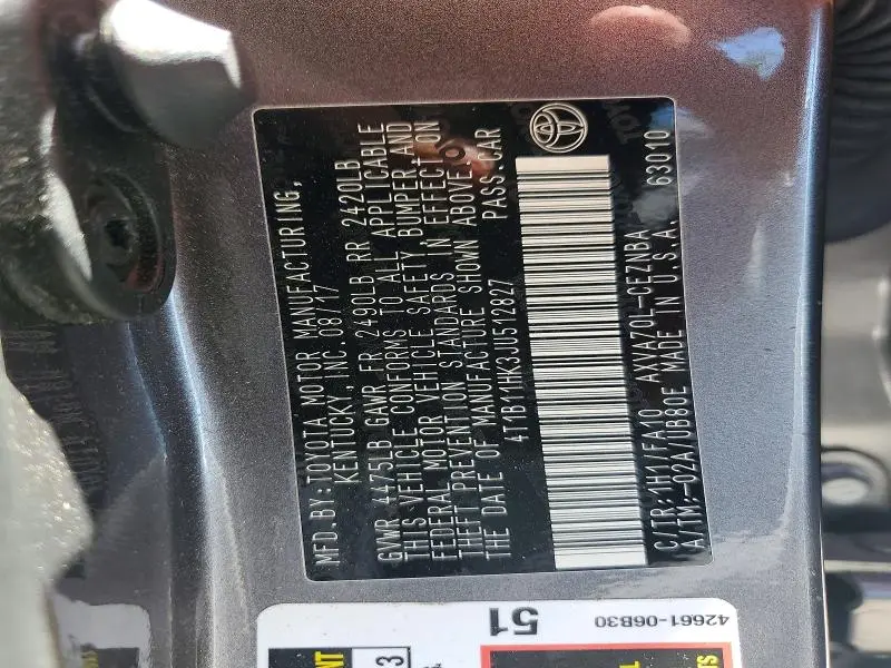 2018 TOYOTA CAMRY LE  