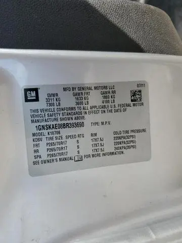 2011 CHEVROLET TAHOE K1500 LS