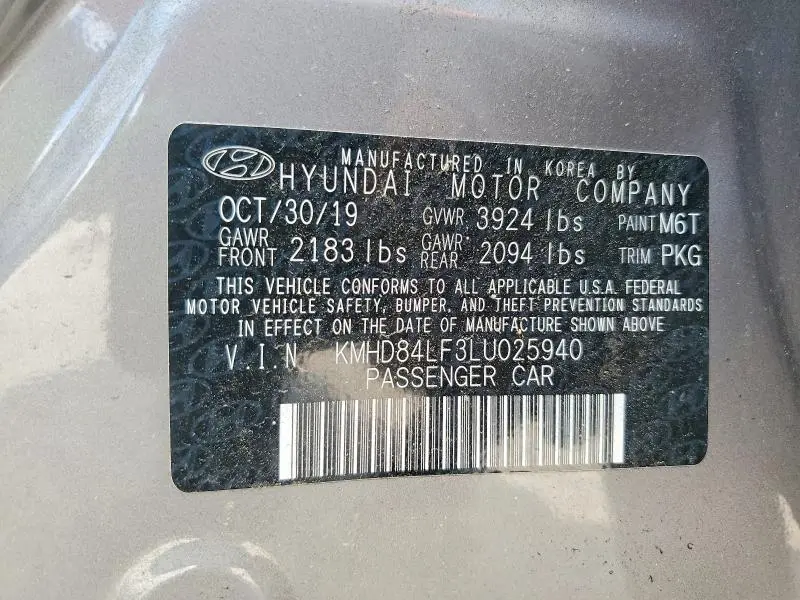 2020 HYUNDAI ELANTRA SEL  