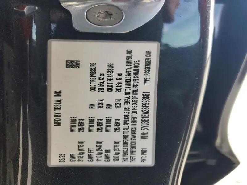 2025 TESLA MODEL 3   