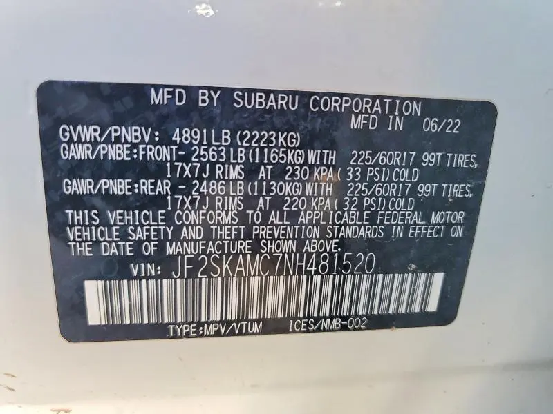 2022 SUBARU FORESTER WILDERNESS  