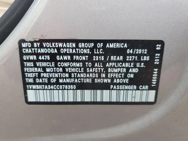 2012 VOLKSWAGEN PASSAT SE