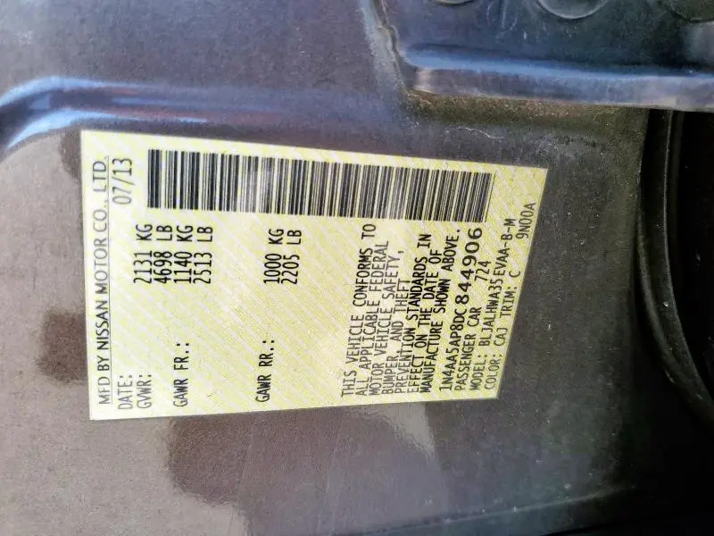 2013 NISSAN MAXIMA S  