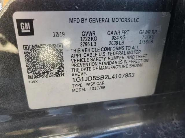 2020 CHEVROLET SONIC LT  