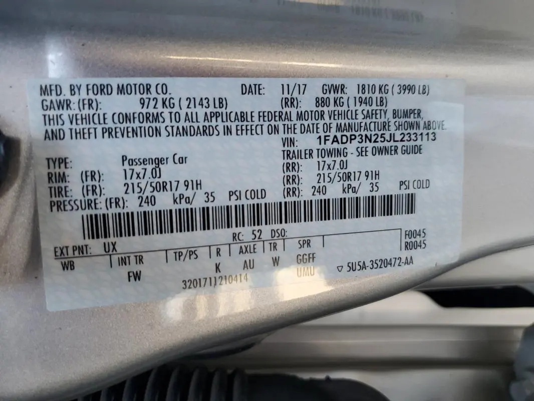 2018 FORD FOCUS TITANIUM  