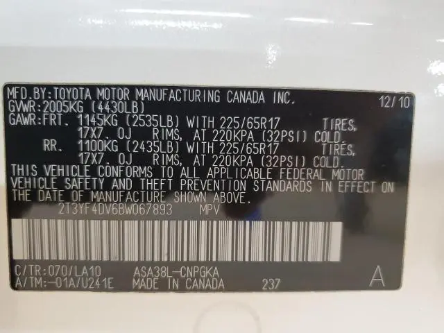 2011 TOYOTA RAV4 LIMITED