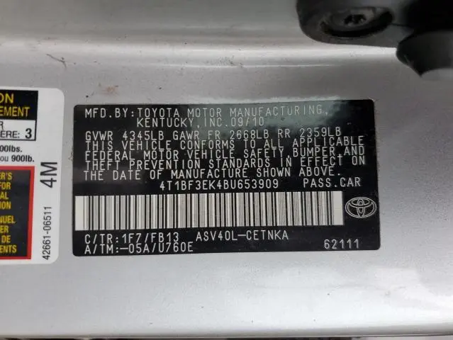 2011 TOYOTA CAMRY BASE  