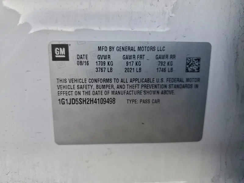 2017 CHEVROLET SONIC LT  