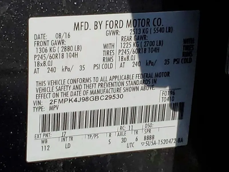 2016 FORD EDGE SEL  