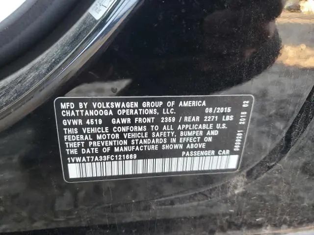 2015 VOLKSWAGEN PASSAT S  