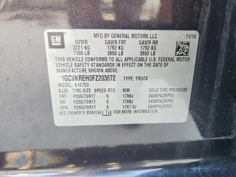 2015 CHEVROLET SILVERADO K1500 LT  