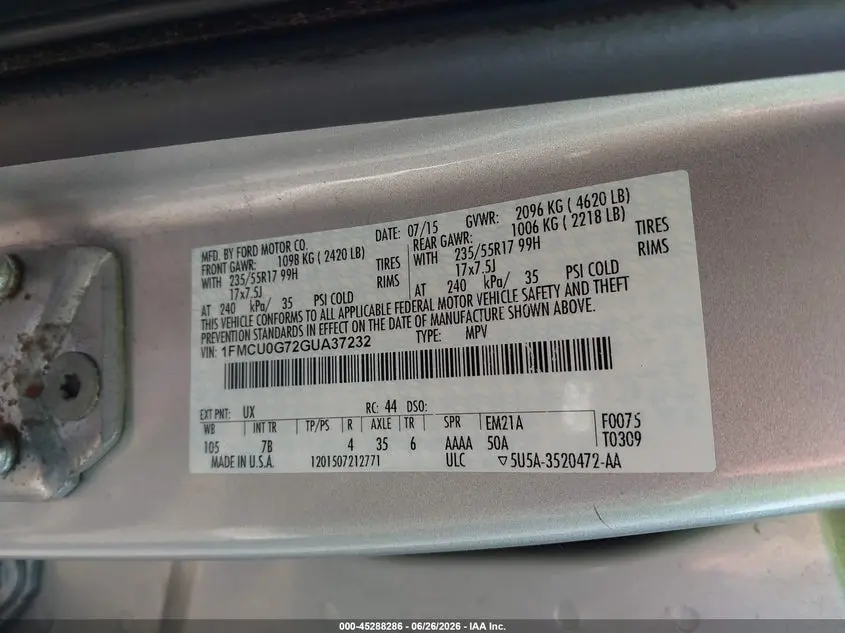 2016 FORD ESCAPE SE