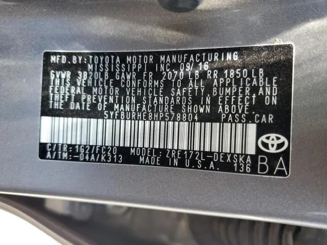 2017 TOYOTA COROLLA L  