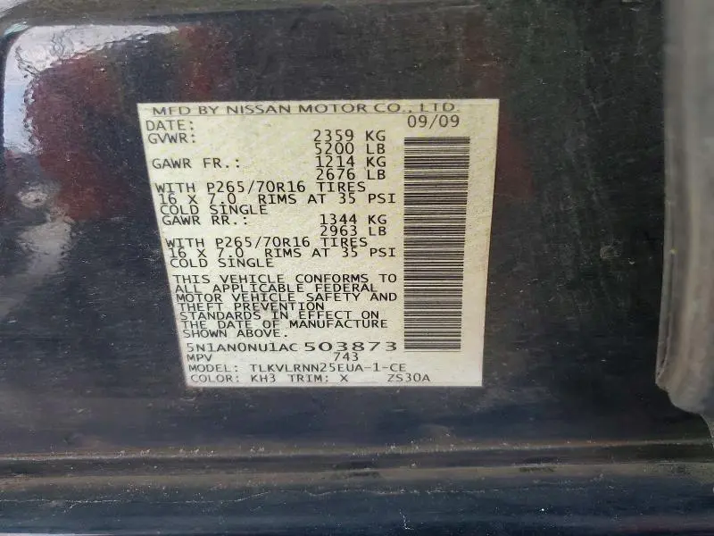2010 NISSAN XTERRA X  