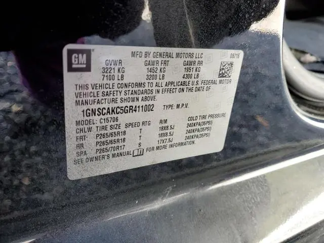 2016 CHEVROLET TAHOE C1500 LS  