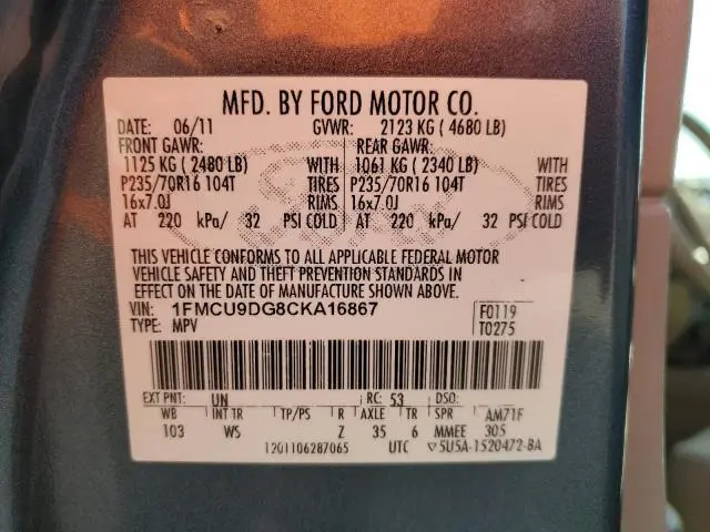 2012 FORD ESCAPE XLT  