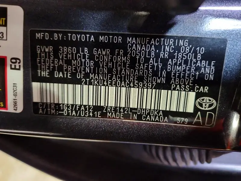 2010 TOYOTA MATRIX BASE  