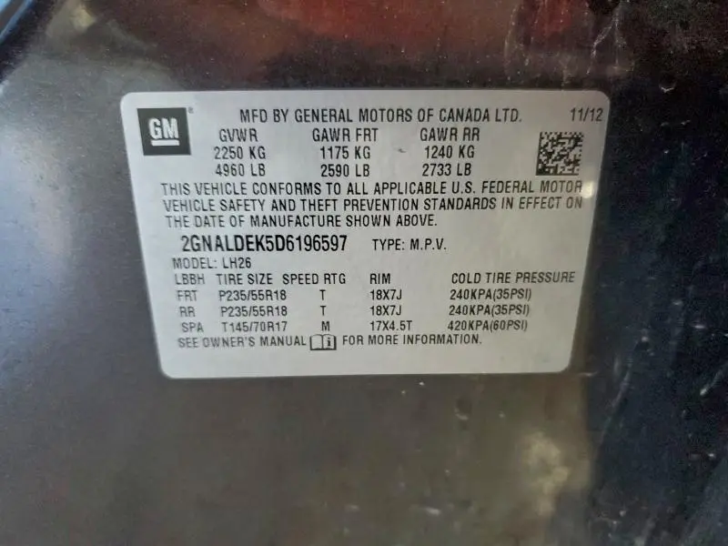 2013 CHEVROLET EQUINOX LT  