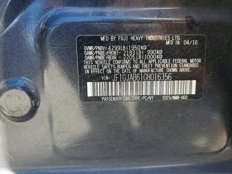 2016 SUBARU IMPREZA PREMIUM  