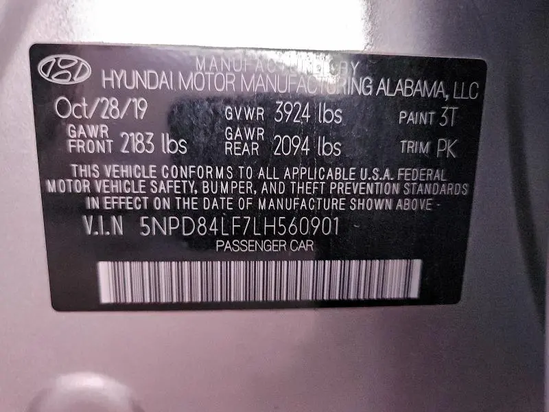 2020 HYUNDAI ELANTRA SEL  