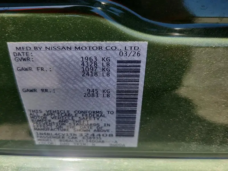 2026 NISSAN ALTIMA SR  