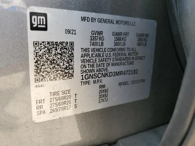 2021 CHEVROLET TAHOE C1500 LT  