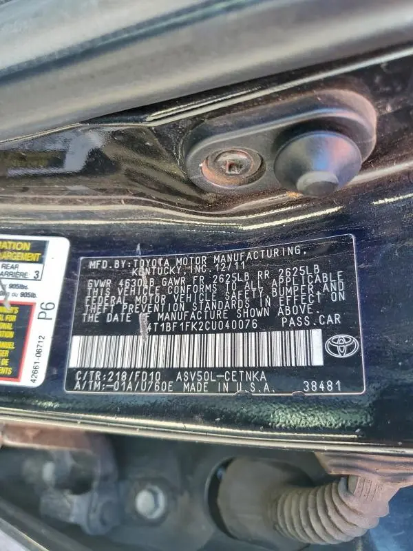 2012 TOYOTA CAMRY BASE  