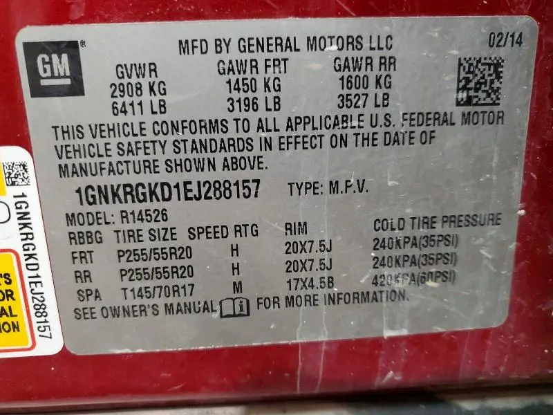 2014 CHEVROLET TRAVERSE LT  