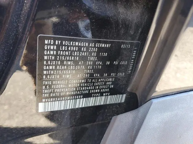 2013 VOLKSWAGEN TIGUAN S  