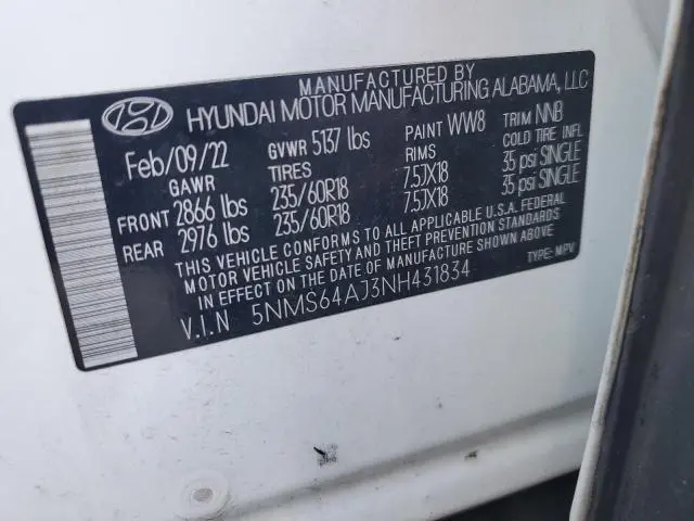 2022 HYUNDAI SANTA FE SEL  