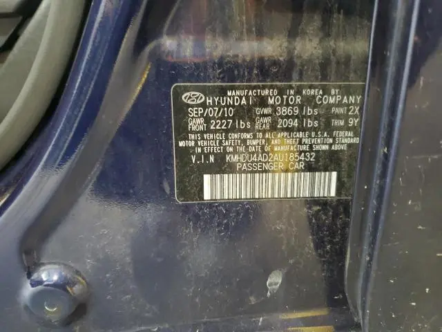 2010 HYUNDAI ELANTRA BLUE  