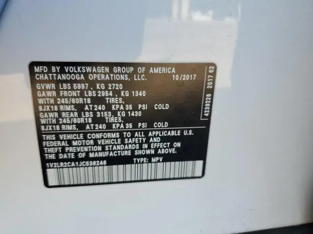 2018 VOLKSWAGEN ATLAS SE  